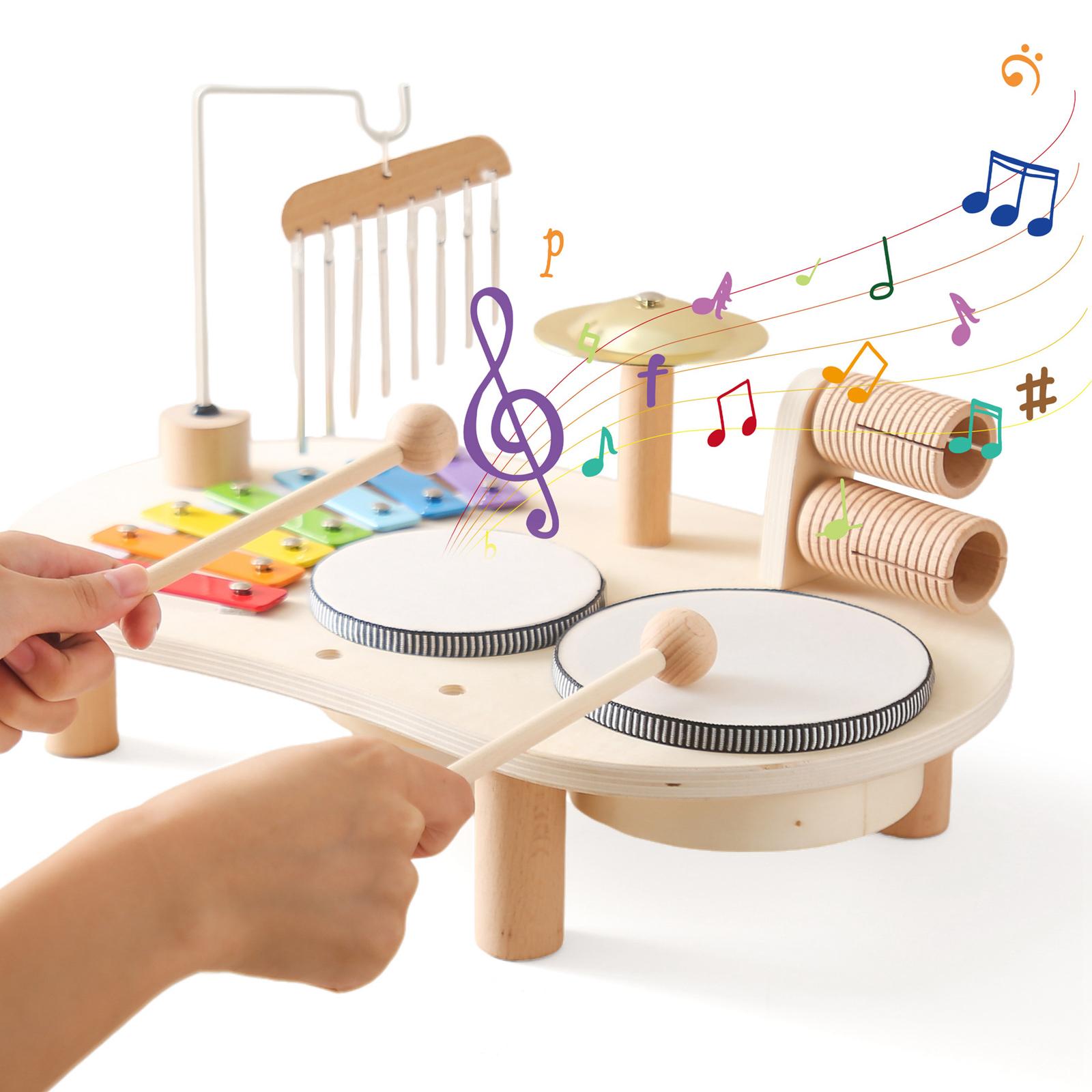 Kids Toys Xylophone - 木琴ドラムセット学習玩具手と目の協調性を養う微細運動能力向上木製音楽キット子供向け楽器玩具