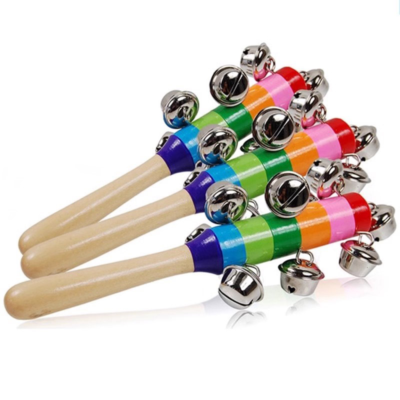 Kids Toys Xylophone - 5 個木製ジングルハンドベルレインボースティックシェーカーガラガラパーティー好意打楽器子供のためのベビーミュージカルおもちゃ