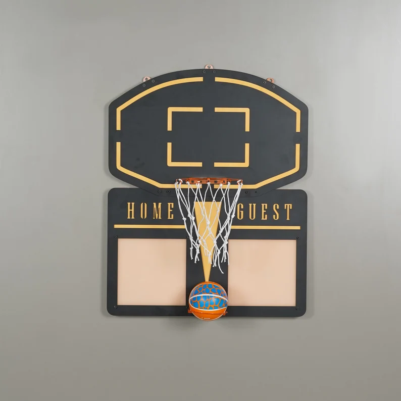 Basketball Hoop Kids Indoor - ej-バスケットボールフープ壁装飾品 屋内バスケットボールゲーム 大人と子供向け メタルウッドウォールアート装飾品 ゲームルーム ホームオフィス装飾用！