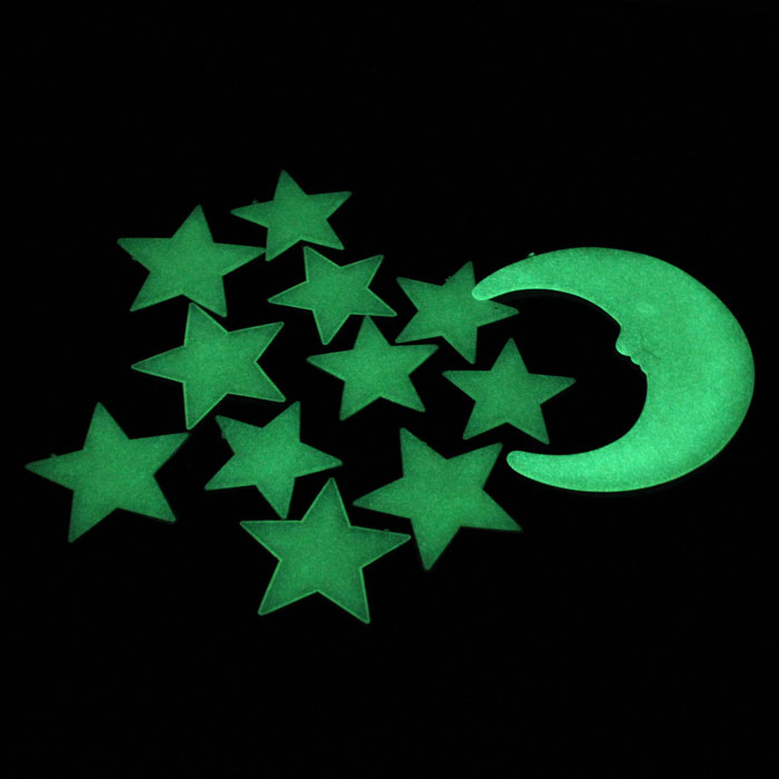 Glow In Dark Stars - 星月暗闇で光る蛍光デカールウォールステッカー子供ベビールーム寝室家の装飾蛍光スターステッカー