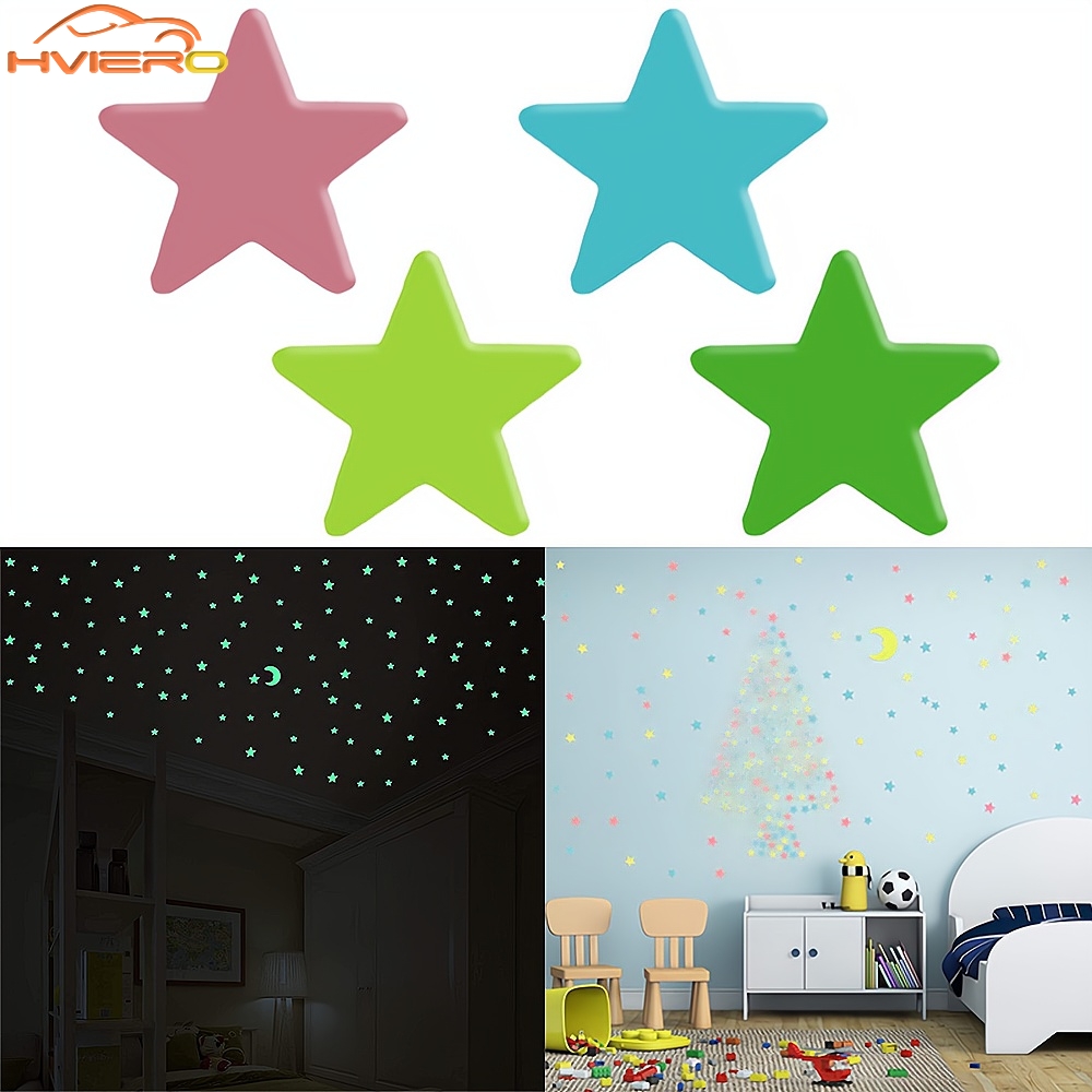 Glow In Dark Stars - 子供部屋、寝室、天井、家、休日、パーティーの装飾のための暗闇で光る蛍光ウォールステッカー50x100x3cm