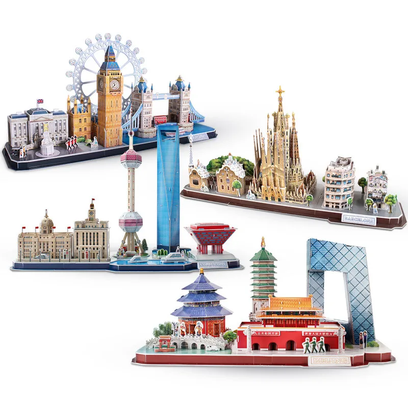 Kids Toys Paris - 3Dパズルゲーム DIYおもちゃ 紙製ミニチュアモデル 都市 ロンドン パリ