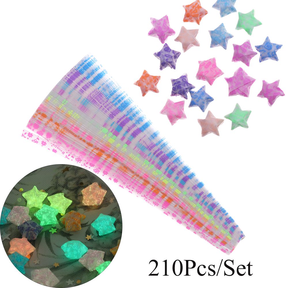 Glow In Dark Stars - 210ピース/ロットダークラッキースター蛍光折りたたみストリップ紙最高の願い手芸ギフトクラフト紙の装飾