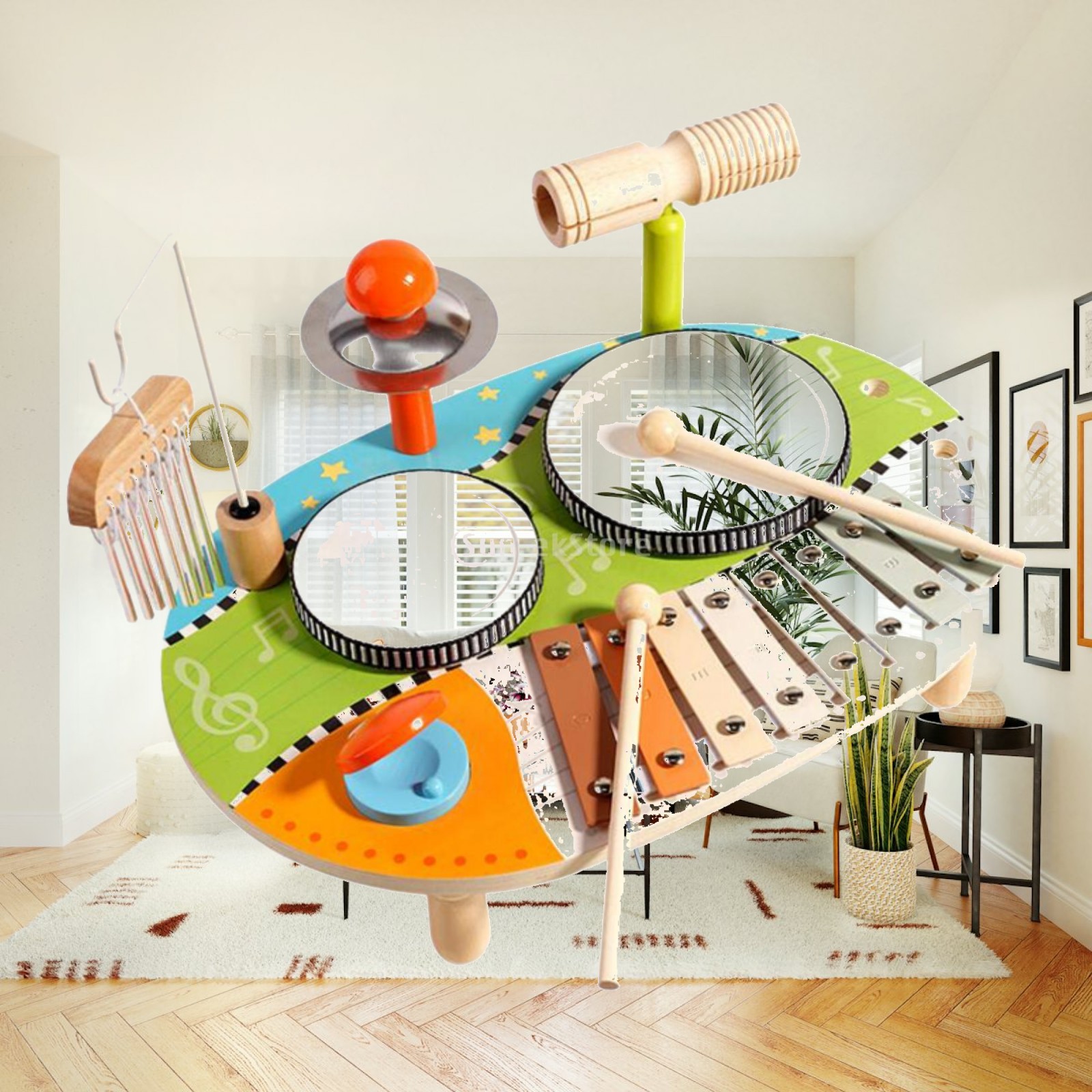 Kids Toys Xylophone - 木琴ドラムセット 学習＆教育玩具 多様な木製パーカッション玩具 誕生日プレゼント 就学前 幼稚園