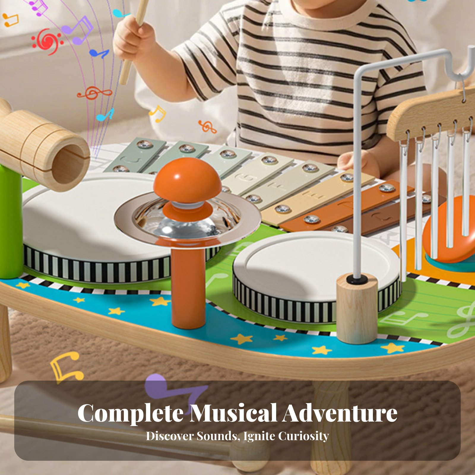 Kids Toys Xylophone - 子供用ドラムと木琴のおもちゃ 教育用幼児ドラムセット 幼児用パーカッションセット 感覚刺激コンプリートセット