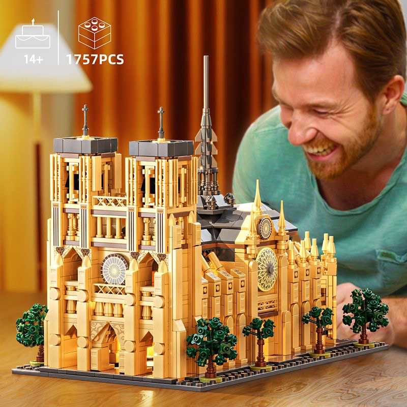 Kids Toys Paris - ストリートビュー シリーズ シティ ノートルダム大聖堂 ビルディングブロック 中世教会モデル