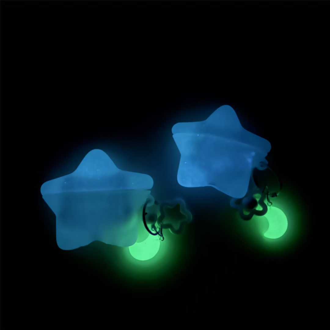 Glow In Dark Stars - 暗闇で光る星シリコンイヤホンケース発光ペンダント落下防止プロテクター Samsung Galaxy Buds3 Pro Buds