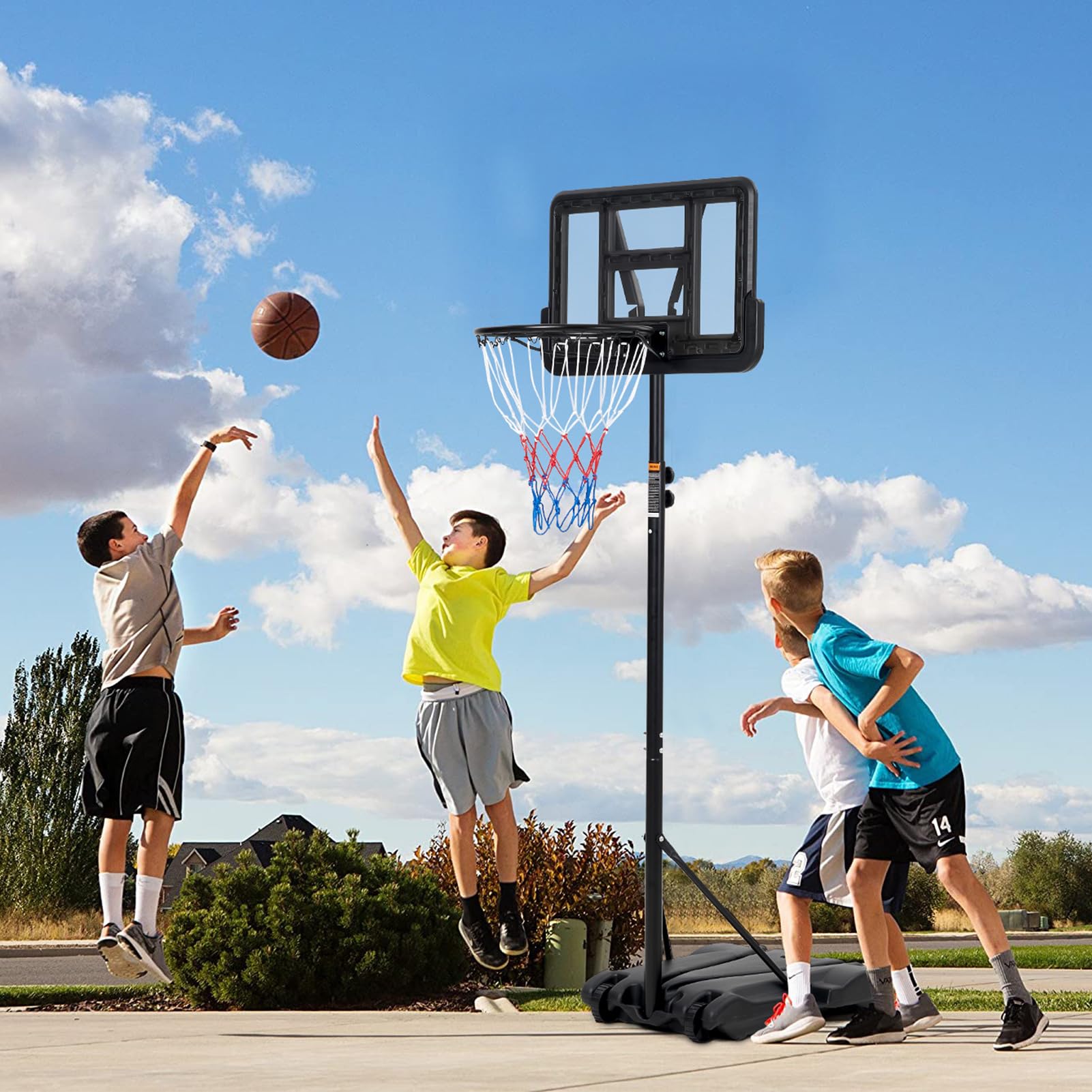 Basketball Hoop Kids Indoor - 子供用バスケットボールフープ、5～7フィートの高さ調節可能なポータブルバスケットゴール、ホイールと充填可能なベース付き、28インチの耐衝撃性PCバックボード、裏庭、私道、屋内、屋外用