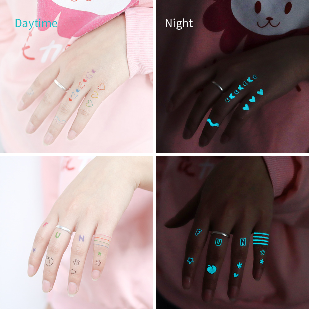 暗闇で光るタトゥーステッカー 12枚 - 夜のパーティー用の - Glow In Dark Stars のレビューと価格
