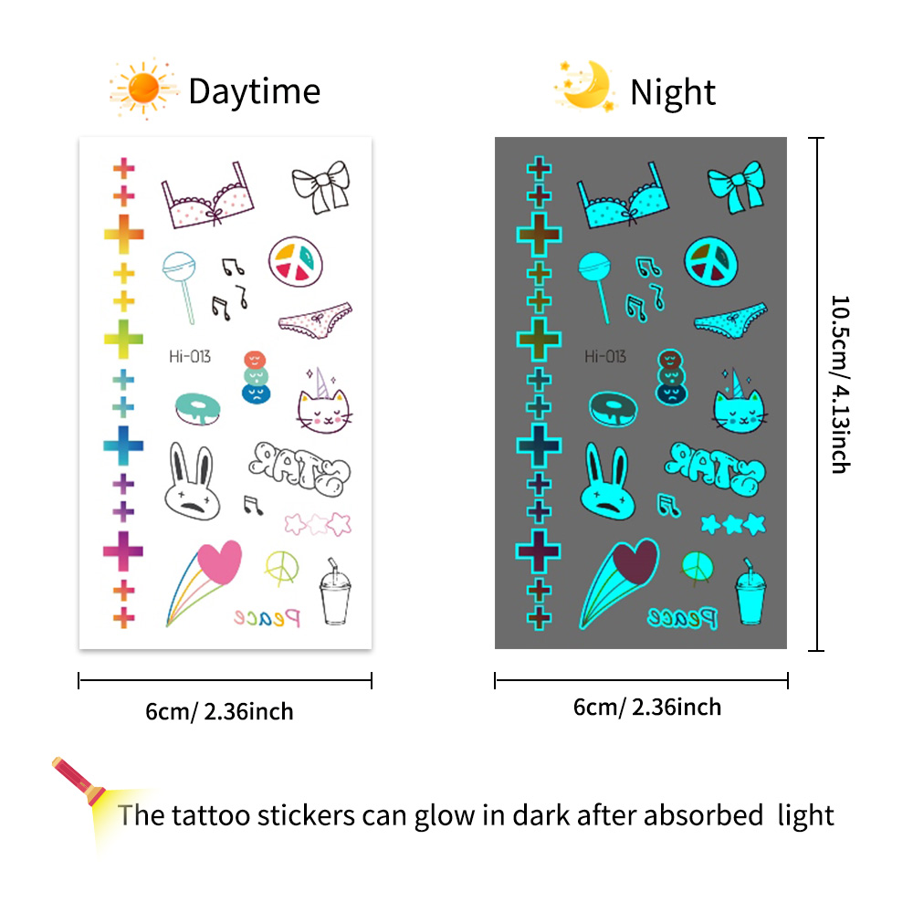 暗闇で光るタトゥーステッカー 12枚 - 夜のパーティー用の - Glow In Dark Stars のレビューと価格