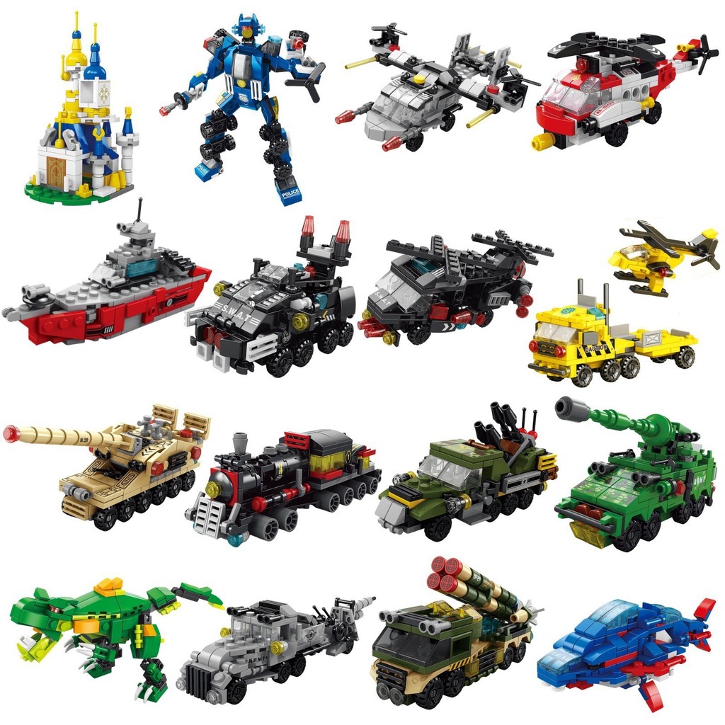 6 in 1都市工事車両警察トラックメカ恐竜ビルディングブロ - Lego Set City のレビューと価格