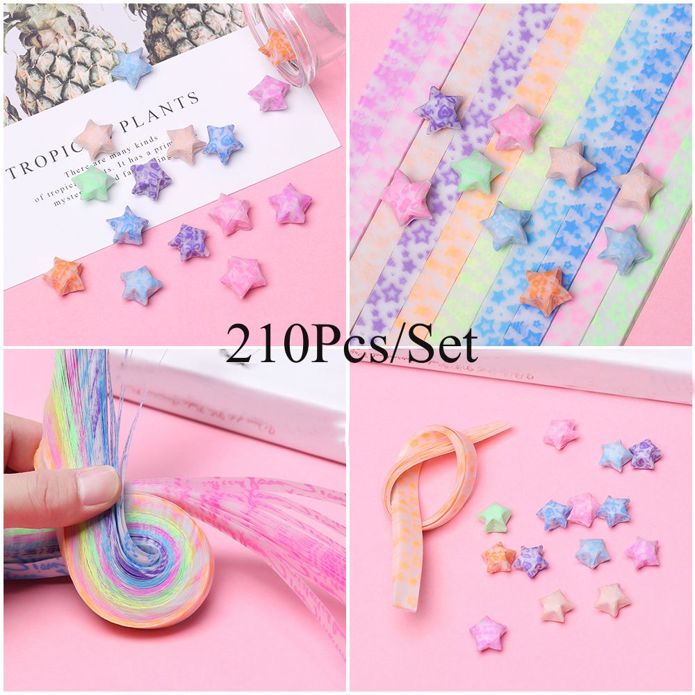 210ピース/ロットダークラッキースター蛍光折りたたみストリ - Glow In Dark Stars のレビューと価格