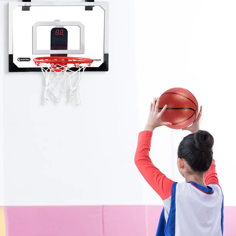 キッズミニバスケットボールフープ電子スコアボードボールスポー - Basketball Hoop Kids Indoor のレビューと価格