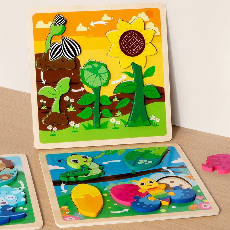 木製3Dパズルおもちゃ、ライフサイクルパズル、漫画ジグソーパ - Kids Toys Cycle のレビューと価格
