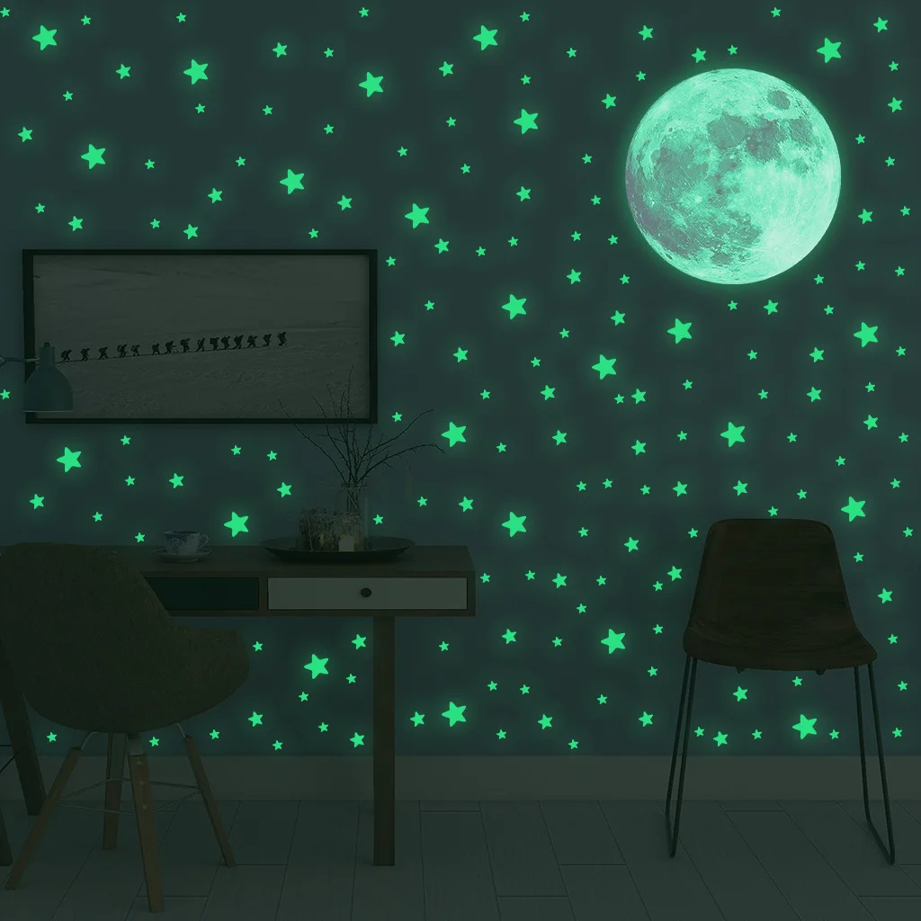 発光月星ウォールステッカー子供部屋寝室装飾暗闇で光る地球ウォ - Glow In Dark Stars のレビューと価格