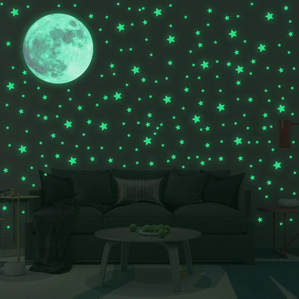 発光月星ウォールステッカー子供部屋寝室装飾暗闇で光る地球ウォ - Glow In Dark Stars のレビューと価格