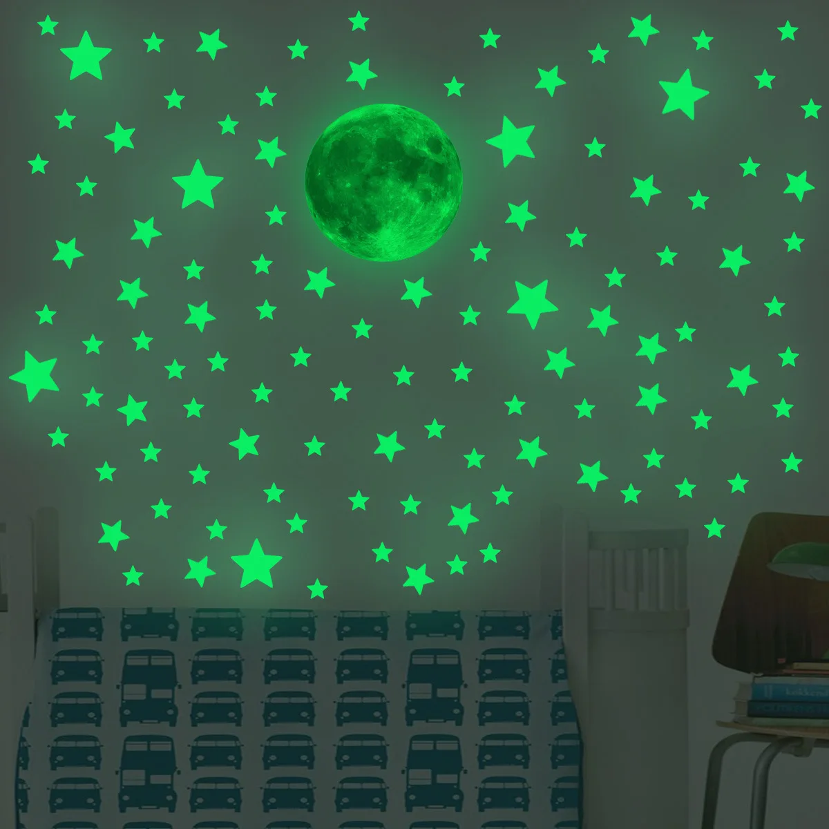 発光月星ウォールステッカー子供部屋寝室装飾暗闇で光る地球ウォ - Glow In Dark Stars のレビューと価格