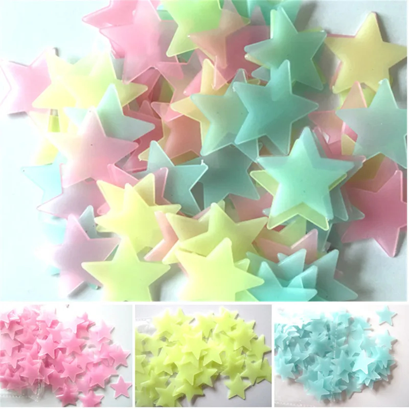 100 個の蛍光暗闇で光る星ウォールステッカー子供部屋の装飾 - Glow In Dark Stars のレビューと価格