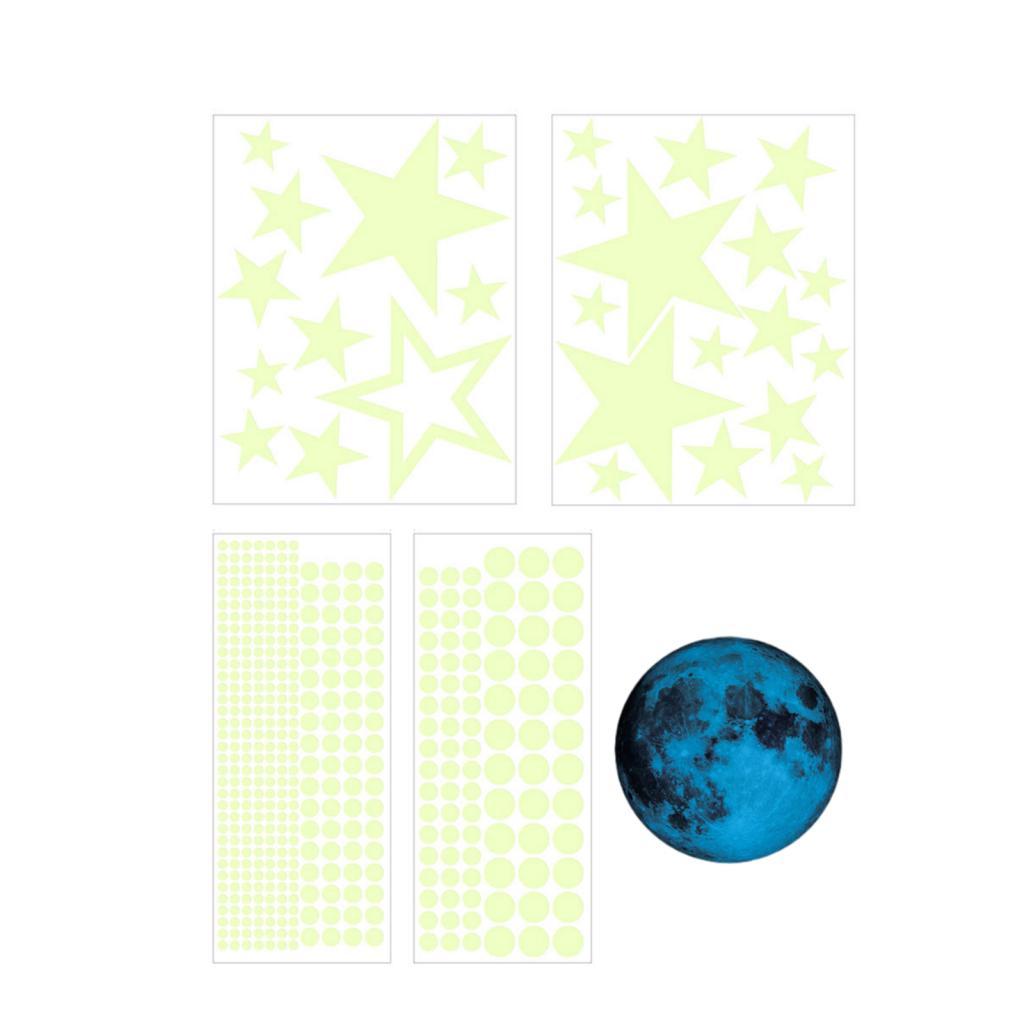 5x 暗闇で光るウォールステッカー ホームDIY壁画 星 月 - Glow In Dark Stars のレビューと価格