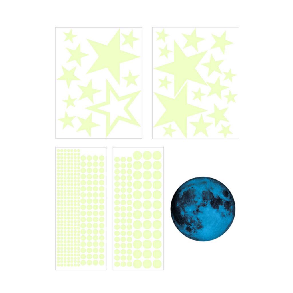 5x 暗闇で光るウォールステッカー ホームDIY壁画 星 月 - Glow In Dark Stars のレビューと価格