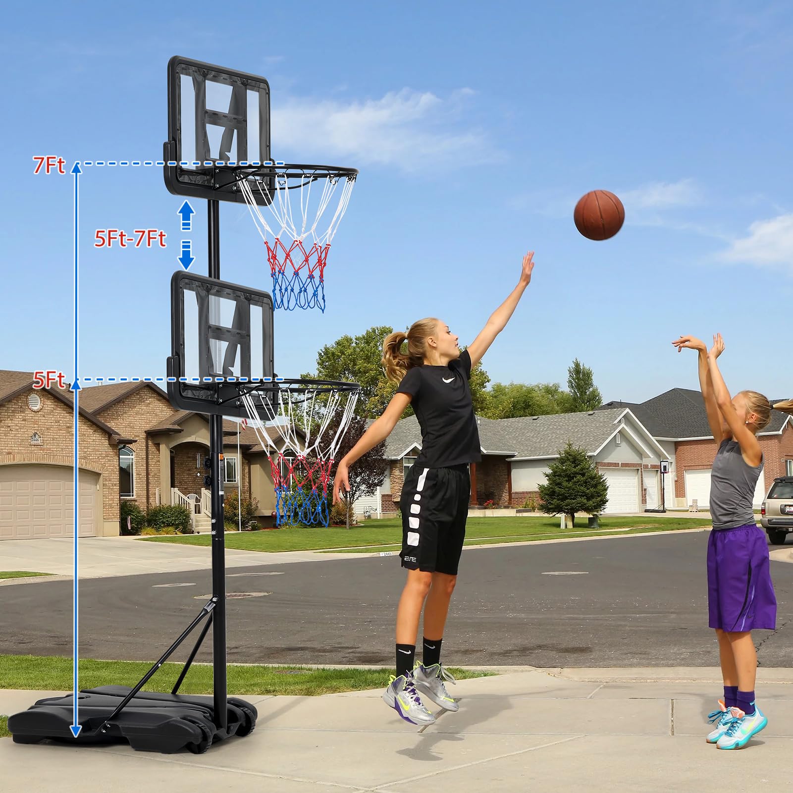 子供用バスケットボールフープ、5～7フィートの高さ調節可能な - Basketball Hoop Kids Indoor のレビューと価格